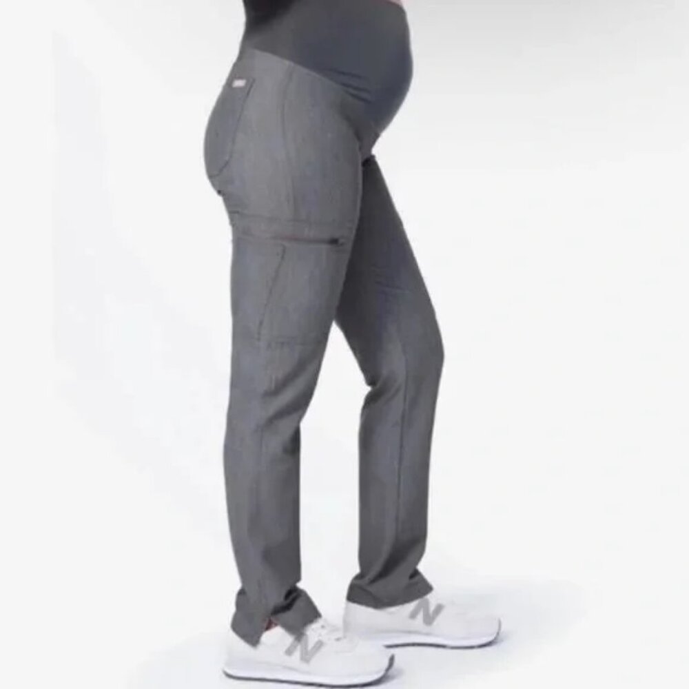 Figs Yola Maternity Technical Collection Scrub Pants in Heather Gray - Large